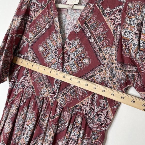 Knox Rose Boho Midi Dress Size XS Red Bohemian Peasant - Picture 10 of 12